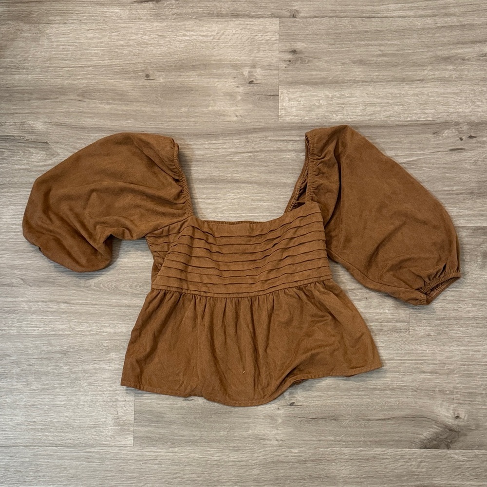 Miami Brown Puff Sleeve Blouse